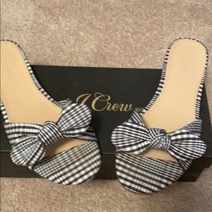 Gingham Knotted Fabric Slides